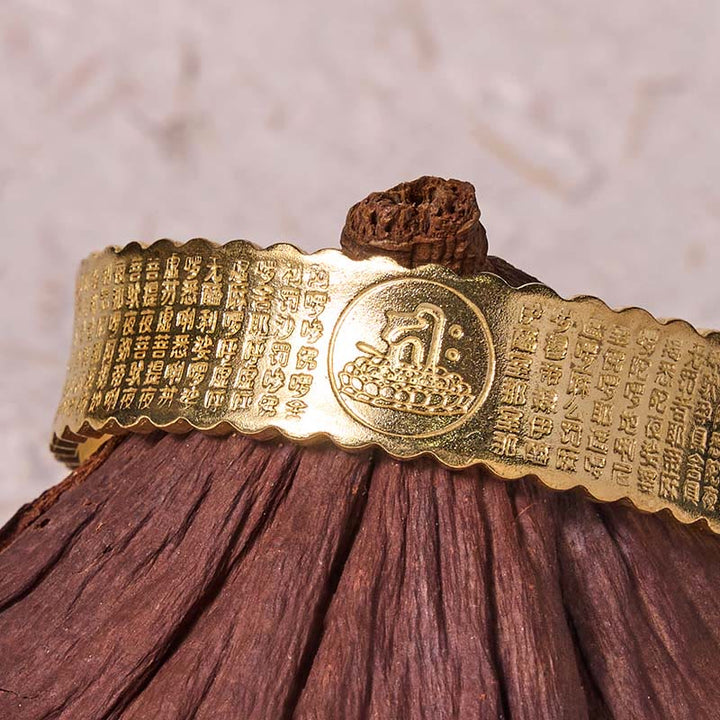 Buddha Stones Great Compassion Mantra Copper Brass Luck Self Care Bracelet Bangle - image 8