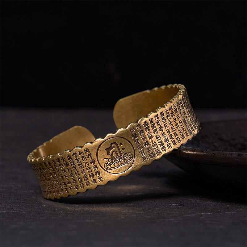 Buddha Stones Great Compassion Mantra Copper Brass Luck Self Care Bracelet Bangle - Vintage(Wrist Circumference: 14-18cm) - image 0