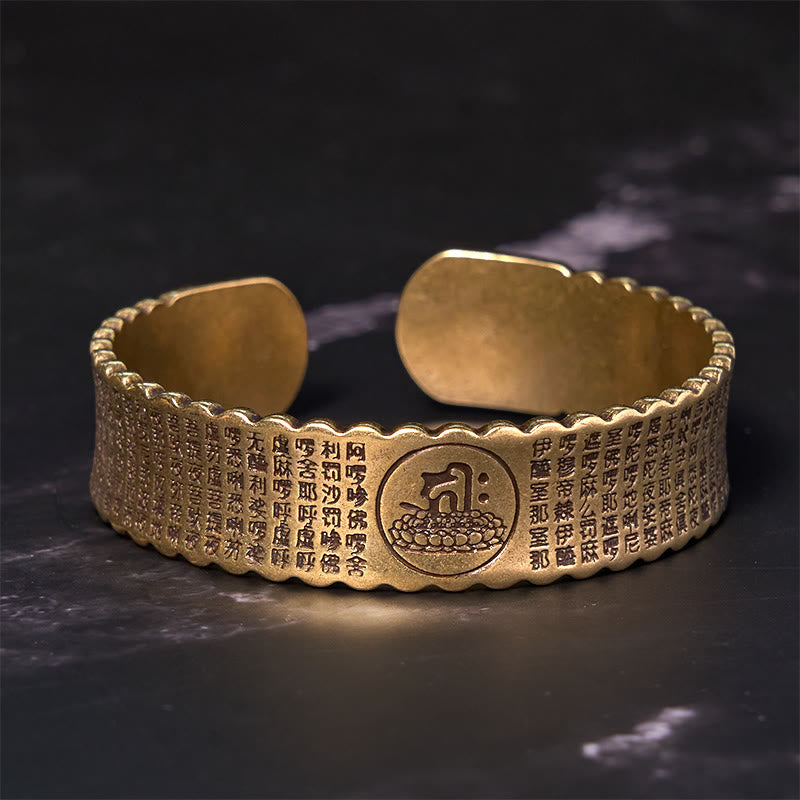 Buddha Stones Great Compassion Mantra Copper Brass Luck Self Care Bracelet Bangle - image 1