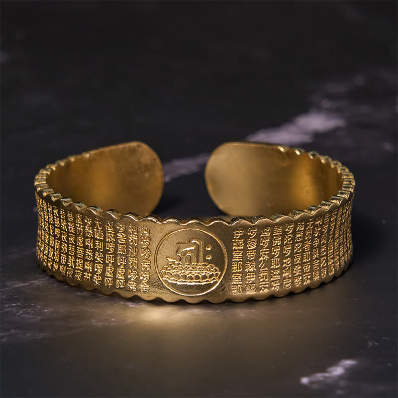 Buddha Stones Great Compassion Mantra Copper Brass Luck Self Care Bracelet Bangle - image 6