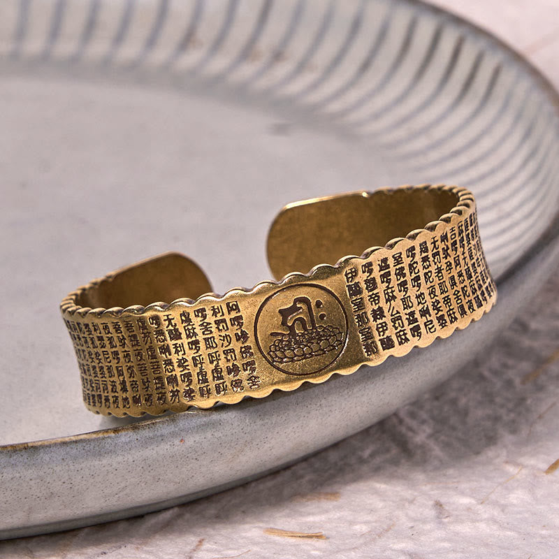 Buddha Stones Great Compassion Mantra Copper Brass Luck Self Care Bracelet Bangle - image 2