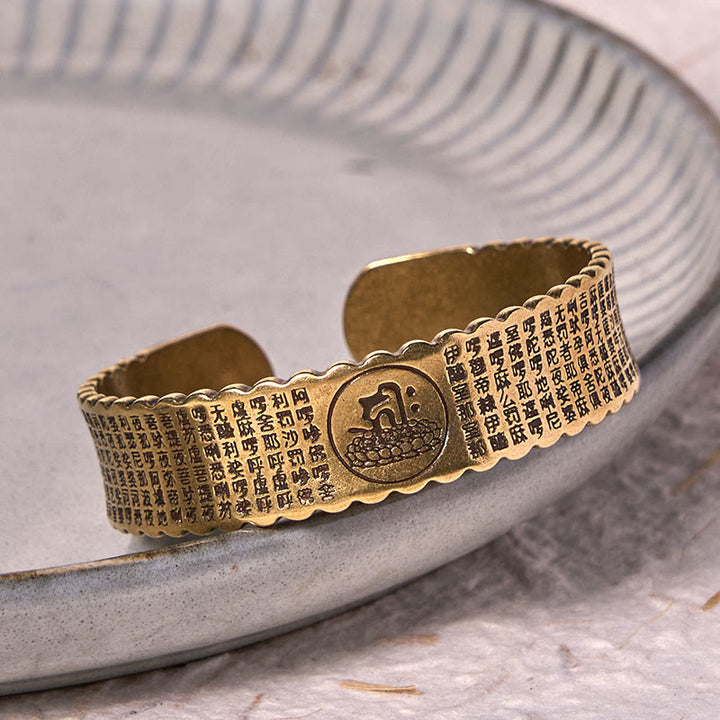 Buddha Stones Great Compassion Mantra Copper Brass Luck Self Care Bracelet Bangle - image 2