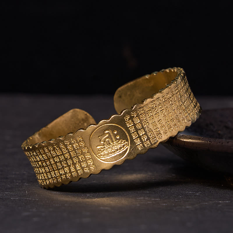 Buddha Stones Great Compassion Mantra Copper Brass Luck Self Care Bracelet Bangle - Polished(Wrist Circumference: 14-18cm) - image 5
