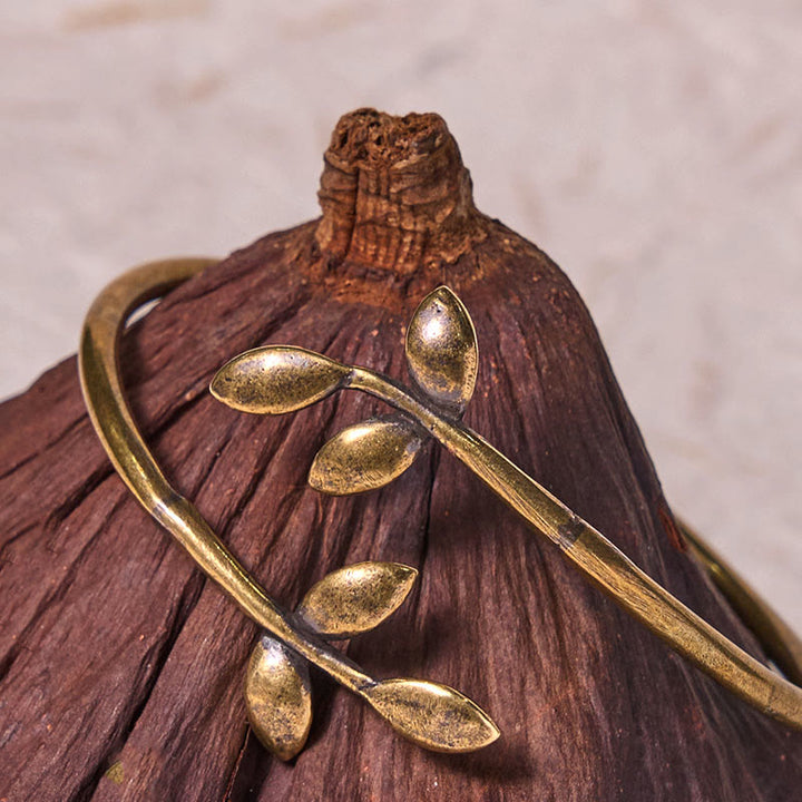 Buddha Stones Lucky Clover Copper Brass Healing Bracelet Bangle - image 3