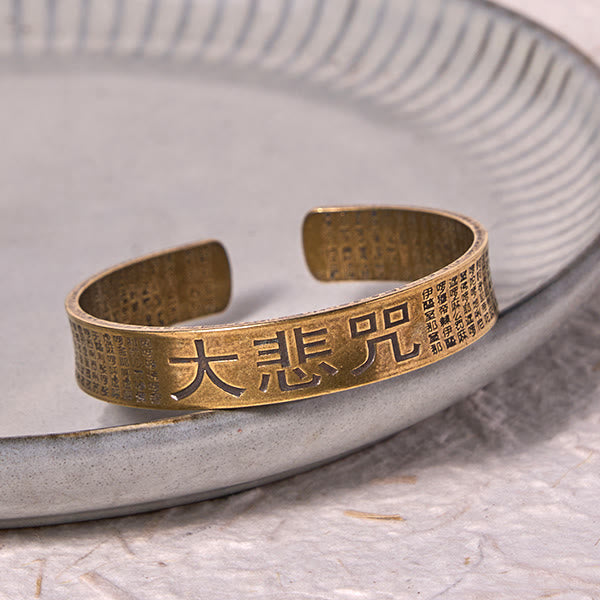 Buddha Stones Great Compassion Mantra Copper Brass Luck Power Bracelet Bangle - image 2