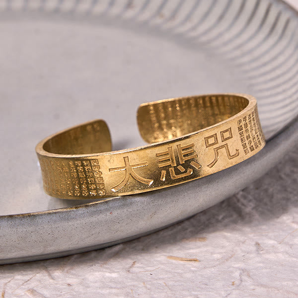 Buddha Stones Great Compassion Mantra Copper Brass Luck Power Bracelet Bangle - image 7