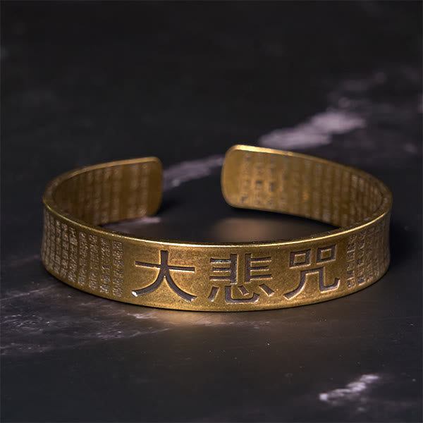 Buddha Stones Great Compassion Mantra Copper Brass Luck Power Bracelet Bangle - image 1