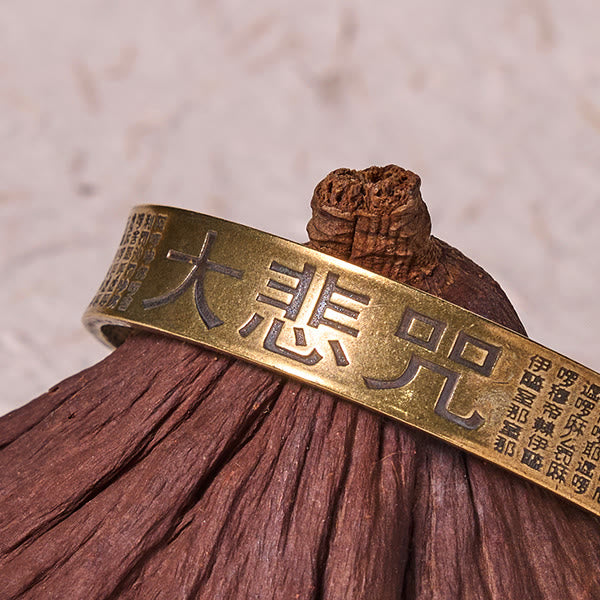 Buddha Stones Great Compassion Mantra Copper Brass Luck Power Bracelet Bangle - image 3