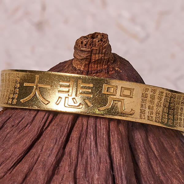 Buddha Stones Great Compassion Mantra Copper Brass Luck Power Bracelet Bangle - image 8