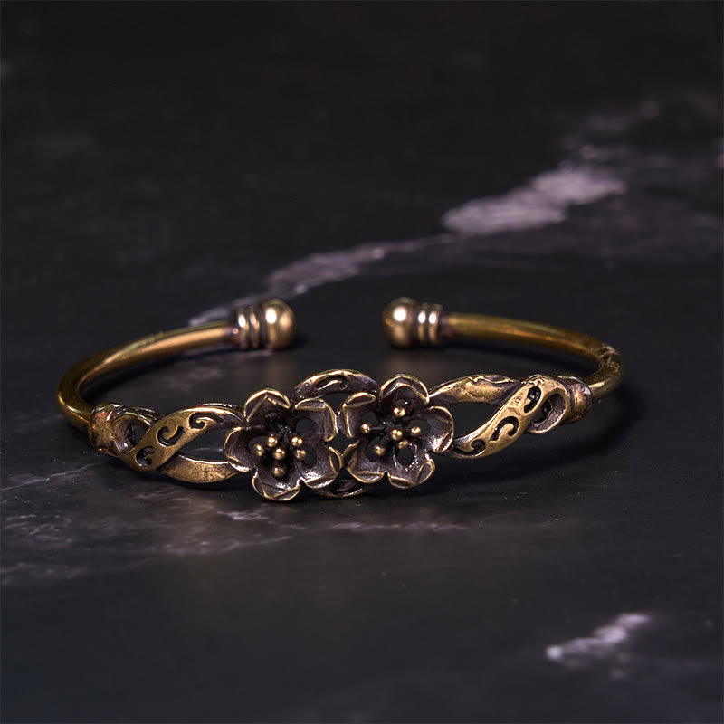 Buddha Stones Flowers Leaves Copper Brass Luck Healing Cuff Bracelet Bangle - image 11