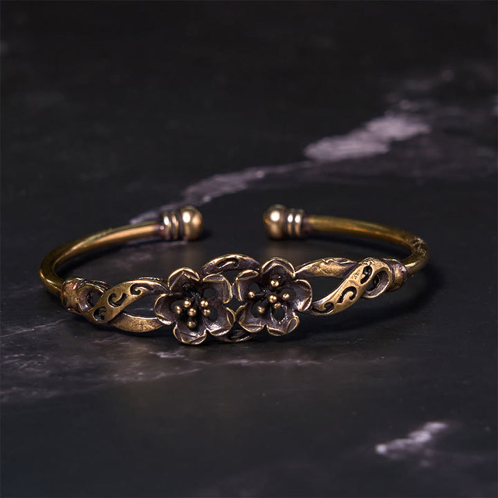 Buddha Stones Flowers Leaves Copper Brass Luck Healing Cuff Bracelet Bangle - image 11