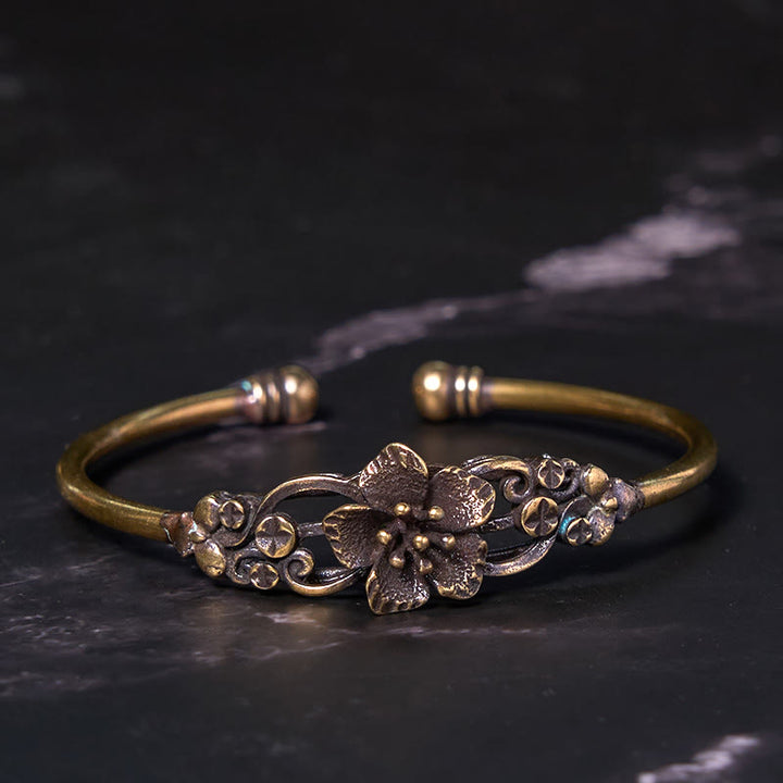 Buddha Stones Flowers Leaves Copper Brass Luck Healing Cuff Bracelet Bangle - image 6