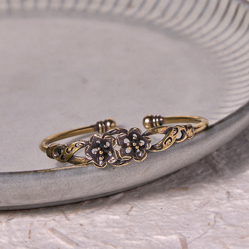 Buddha Stones Flowers Leaves Copper Brass Luck Healing Cuff Bracelet Bangle - image 12