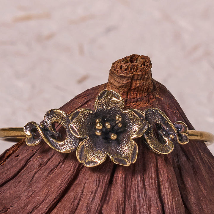 Buddha Stones Flowers Leaves Copper Brass Luck Healing Cuff Bracelet Bangle - image 3