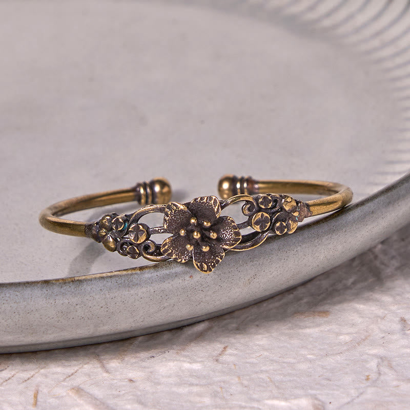 Buddha Stones Flowers Leaves Copper Brass Luck Healing Cuff Bracelet Bangle - image 7