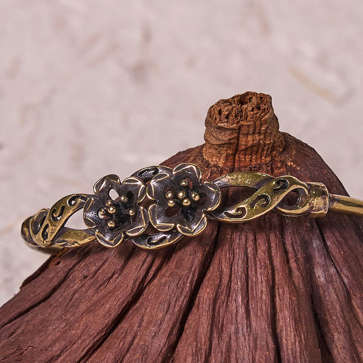 Buddha Stones Flowers Leaves Copper Brass Luck Healing Cuff Bracelet Bangle - image 13