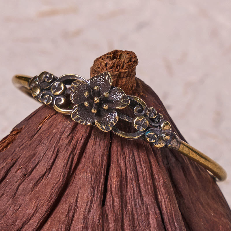 Buddha Stones Flowers Leaves Copper Brass Luck Healing Cuff Bracelet Bangle - image 9