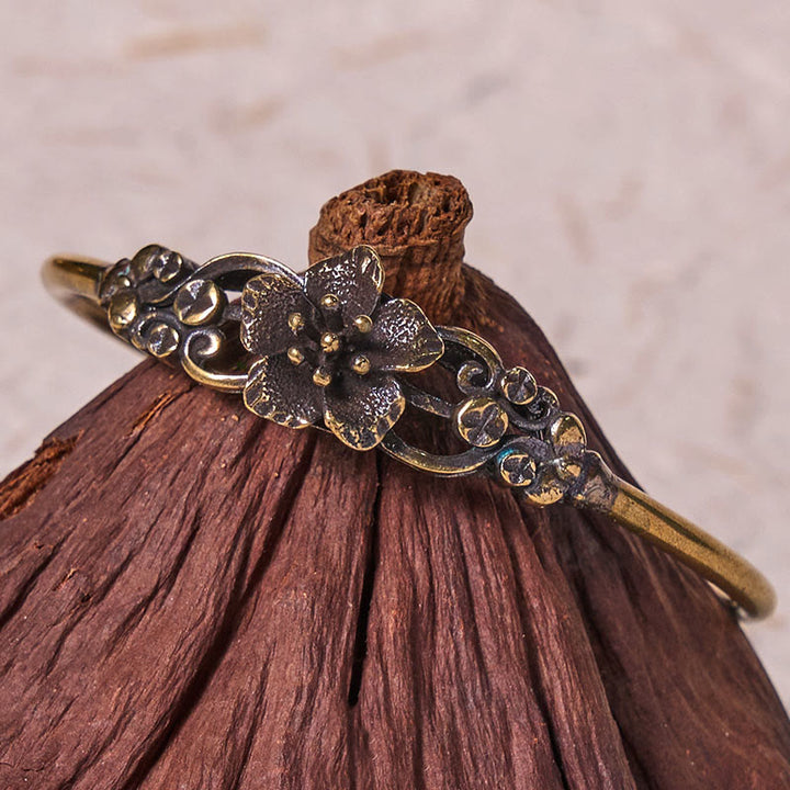 Buddha Stones Flowers Leaves Copper Brass Luck Healing Cuff Bracelet Bangle - image 9