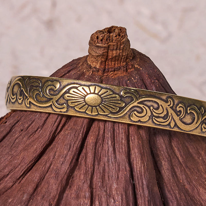 Buddha Stones Daisy Flower Vine Copper Brass Luck Self Care Cuff Bracelet Bangle - image 3