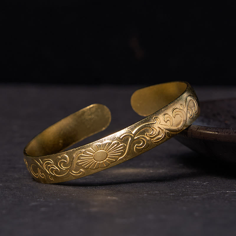 Buddha Stones Daisy Flower Vine Copper Brass Luck Self Care Cuff Bracelet Bangle - Polished(Wrist Circumference: 14-17cm) - image 5