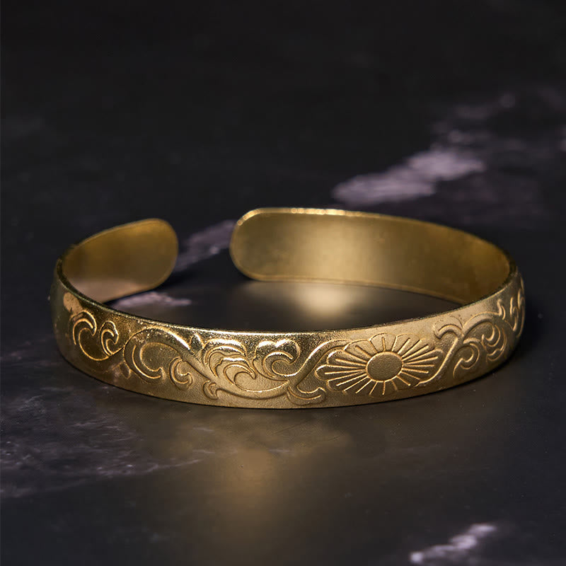 Buddha Stones Daisy Flower Vine Copper Brass Luck Self Care Cuff Bracelet Bangle - image 6