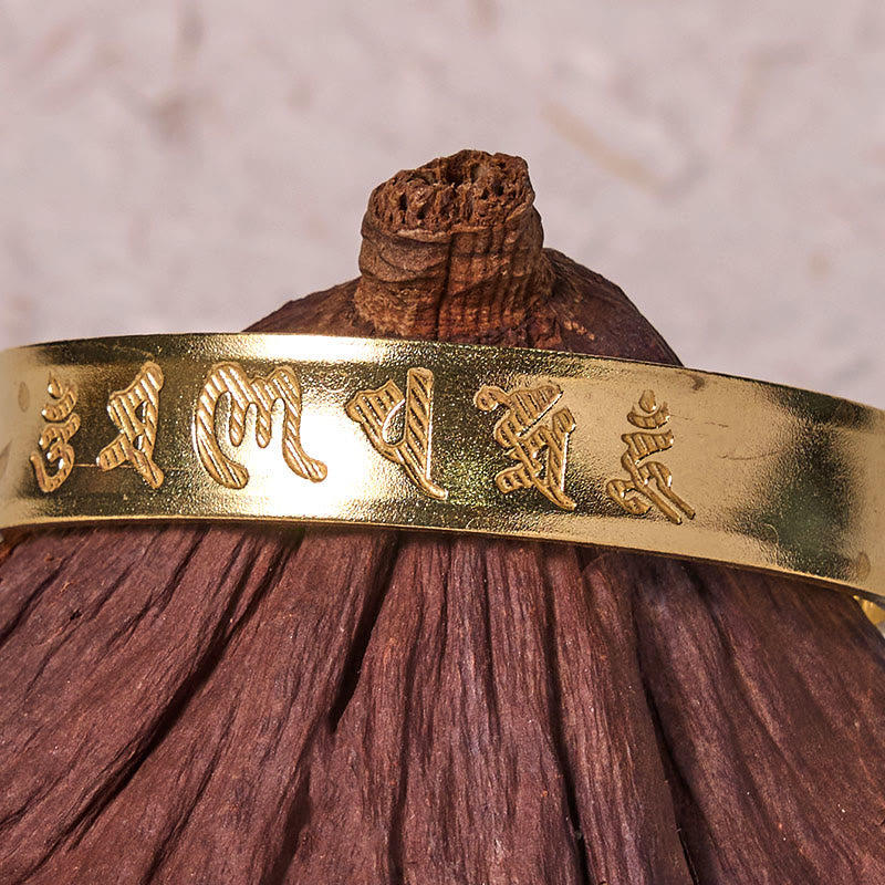 Buddha Stones Six True Words 'om Mani Padme Hum' Heart Sutra Copper Brass Inner Peace Cuff Bracelet Bangle - image 9