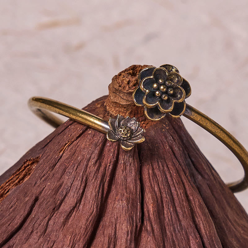 Buddha Stones Peach Blossom Copper Brass Healing Bracelet Bangle - image 4