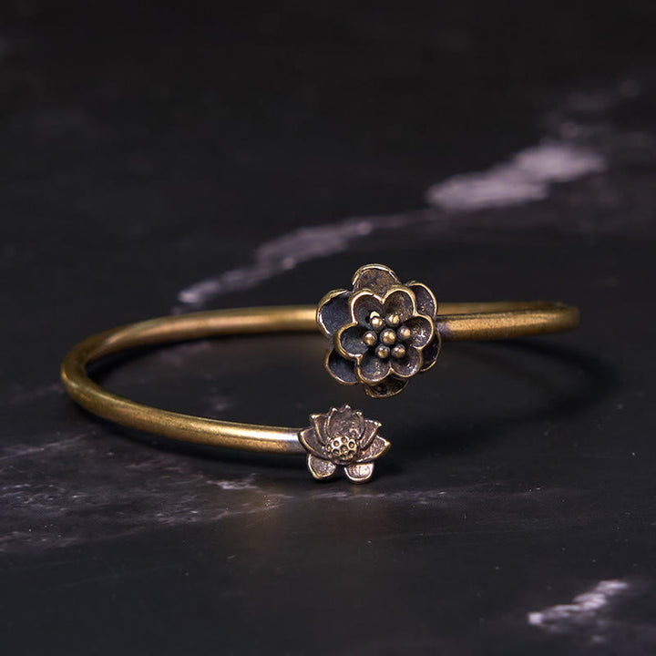 Buddha Stones Peach Blossom Copper Brass Healing Bracelet Bangle - image 1