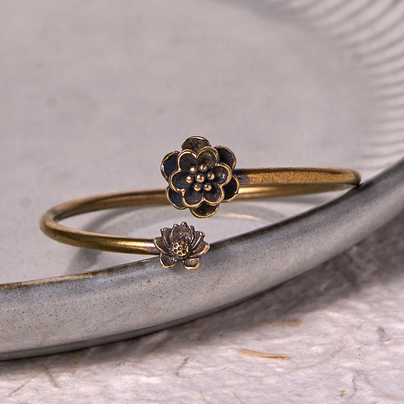 Buddha Stones Peach Blossom Copper Brass Healing Bracelet Bangle - image 3