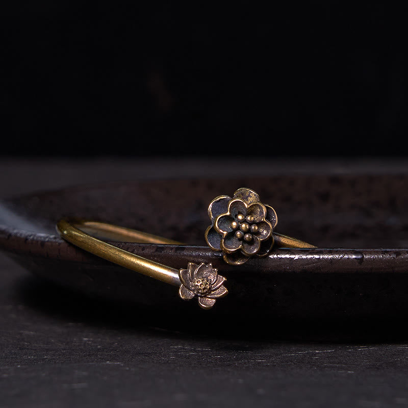 Buddha Stones Peach Blossom Copper Brass Healing Bracelet Bangle - image 2