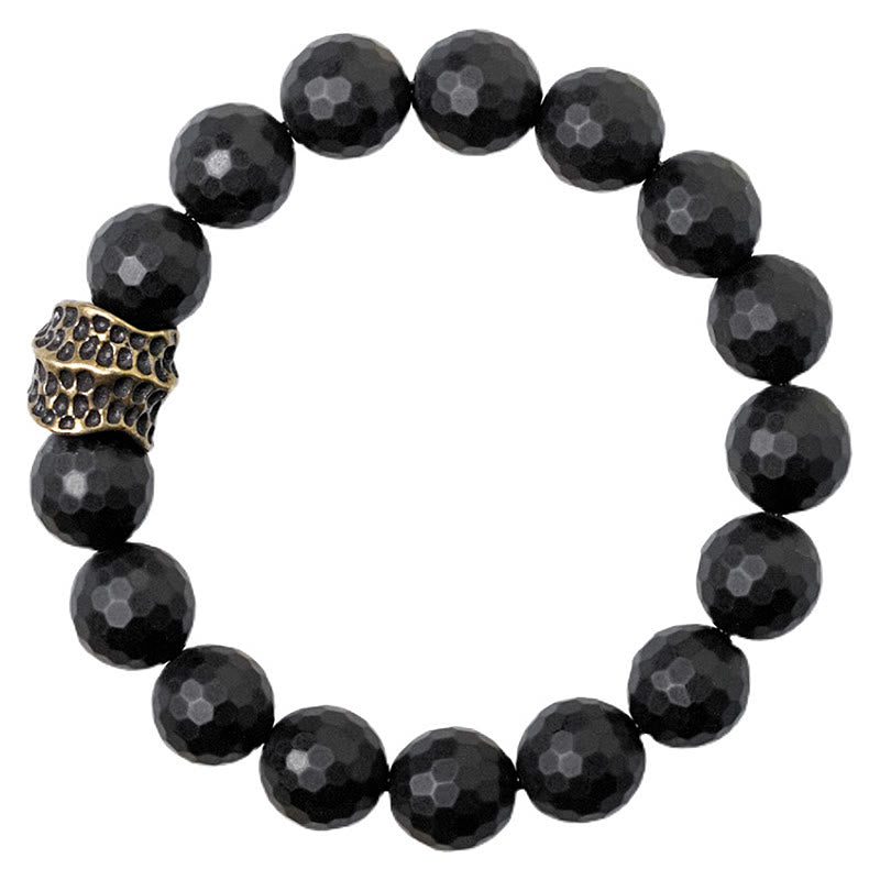 Buddha Stones Matte Frosting Black Onyx Copper Brass Protection Bracelet - image 10