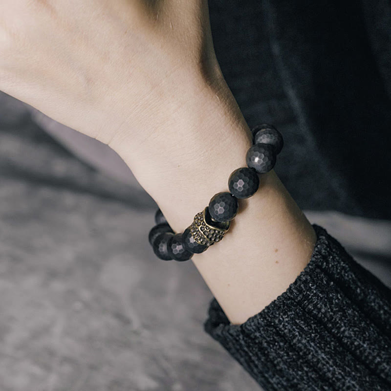 Buddha Stones Matte Frosting Black Onyx Copper Brass Protection Bracelet - image 11