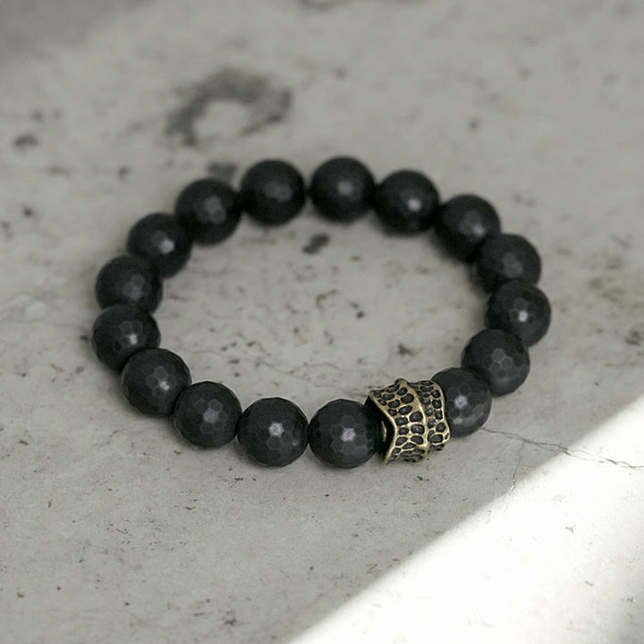 Buddha Stones Matte Frosting Black Onyx Copper Brass Protection Bracelet - image 9