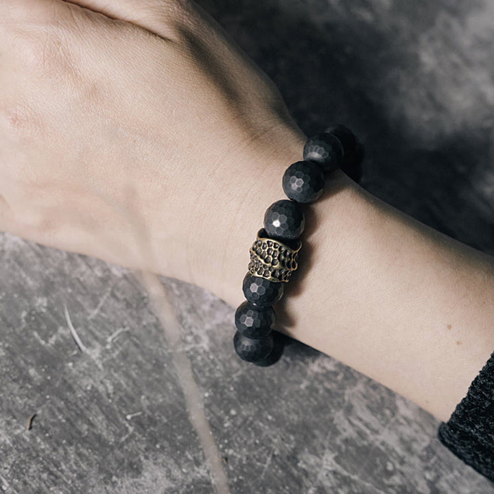 Buddha Stones Matte Frosting Black Onyx Copper Brass Protection Bracelet - image 3