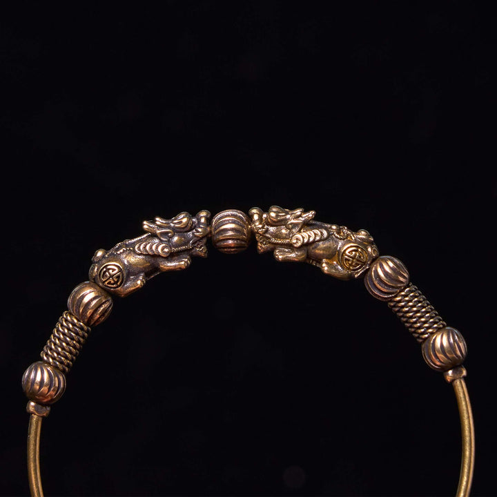 Buddha Stones Pi Xiu Copper Brass Luck Keep Away Evil Spirits Bracelet Bangle - image 2