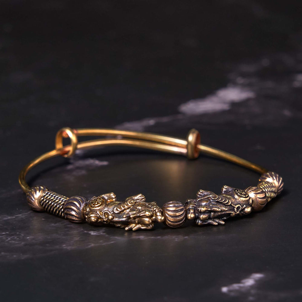 Buddha Stones Pi Xiu Copper Brass Luck Keep Away Evil Spirits Bracelet Bangle - image 1