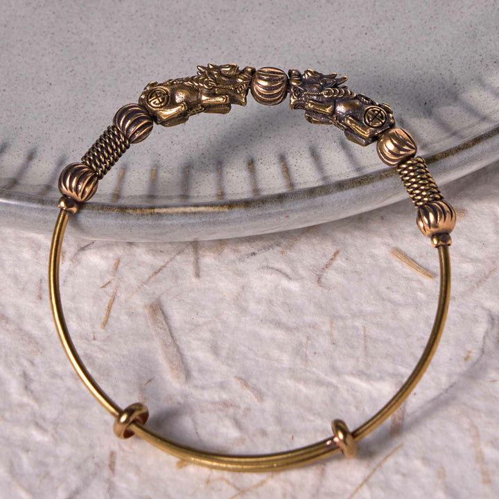 Buddha Stones Pi Xiu Copper Brass Luck Keep Away Evil Spirits Bracelet Bangle - image 3