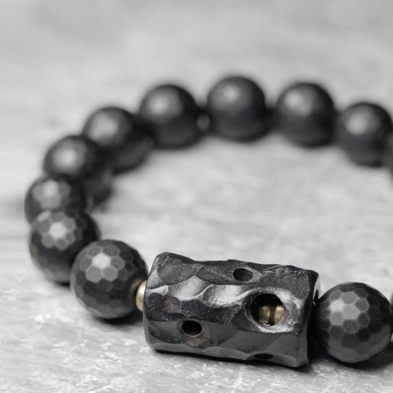 Buddha Stones Matte Frosted Surface Black Onyx Ebony Protection Bracelet - image 3