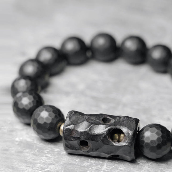 Buddha Stones Matte Frosted Surface Black Onyx Ebony Protection Bracelet - image 3