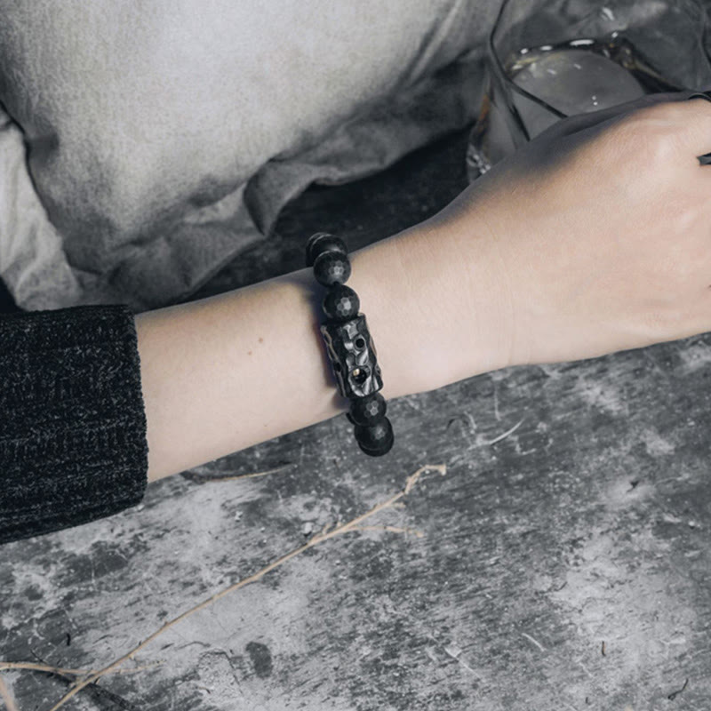 Buddha Stones Matte Frosted Surface Black Onyx Ebony Protection Bracelet - image 7
