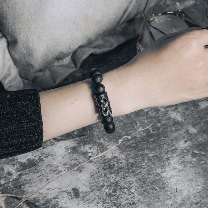 Buddha Stones Matte Frosted Surface Black Onyx Ebony Protection Bracelet - image 7