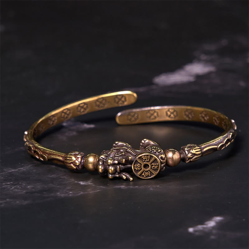 Buddha Stones Pi Xiu Carrying Coin Ingot Copper Brass Luck Wealth Bracelet Bangle - image 1