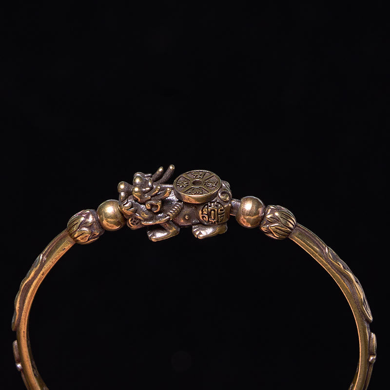 Buddha Stones Pi Xiu Carrying Coin Ingot Copper Brass Luck Wealth Bracelet Bangle - image 2