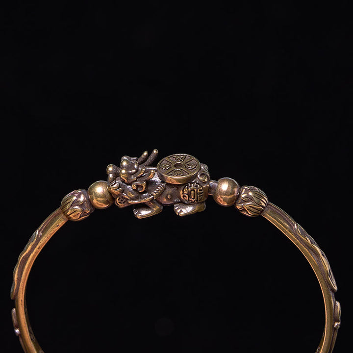 Buddha Stones Pi Xiu Carrying Coin Ingot Copper Brass Luck Wealth Bracelet Bangle - image 2