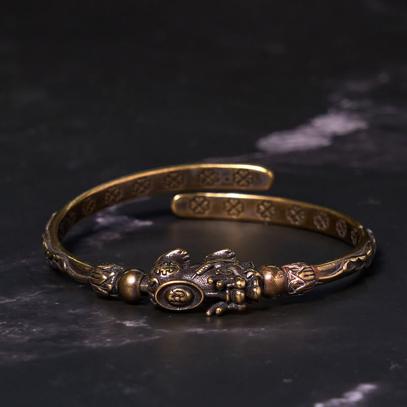 Buddha Stones Pi Xiu Carrying Coin Ingot Copper Brass Luck Wealth Bracelet Bangle - image 7