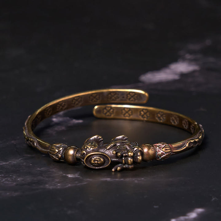 Buddha Stones Pi Xiu Carrying Coin Ingot Copper Brass Luck Wealth Bracelet Bangle - image 7
