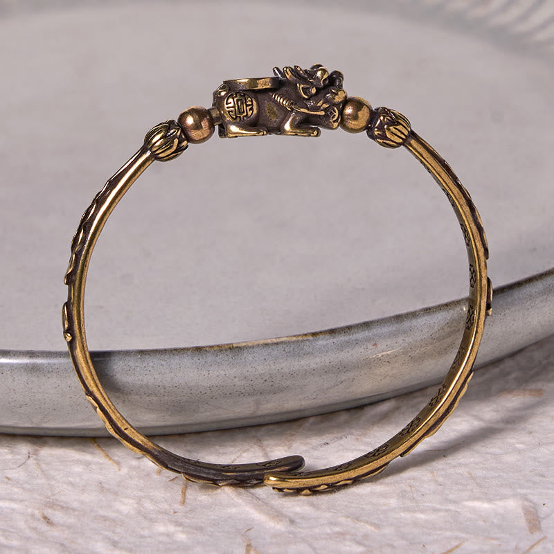 Buddha Stones Pi Xiu Carrying Coin Ingot Copper Brass Luck Wealth Bracelet Bangle - image 3