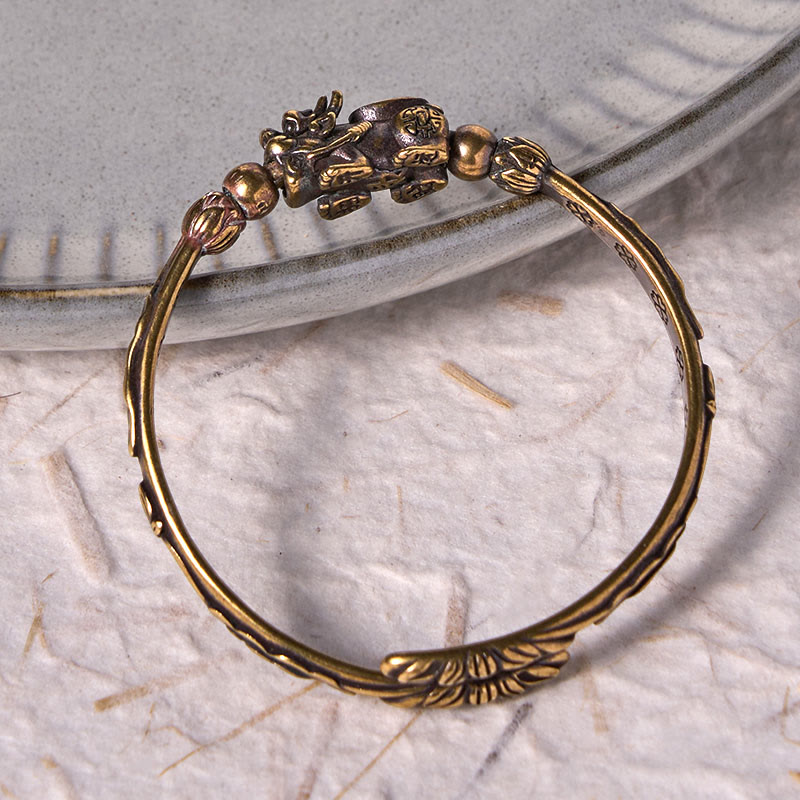 Buddha Stones Pi Xiu Carrying Coin Ingot Copper Brass Luck Wealth Bracelet Bangle - image 9