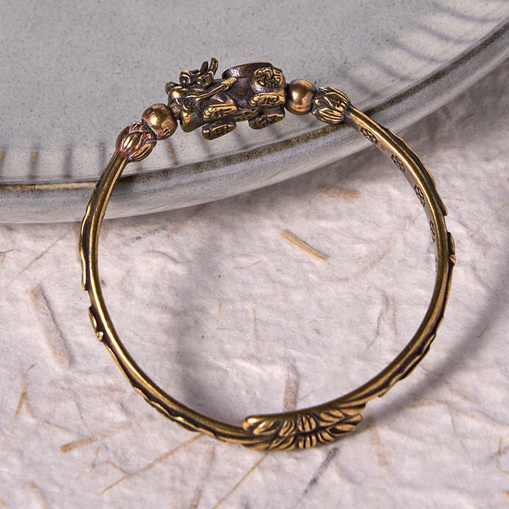 Buddha Stones Pi Xiu Carrying Coin Ingot Copper Brass Luck Wealth Bracelet Bangle - image 9