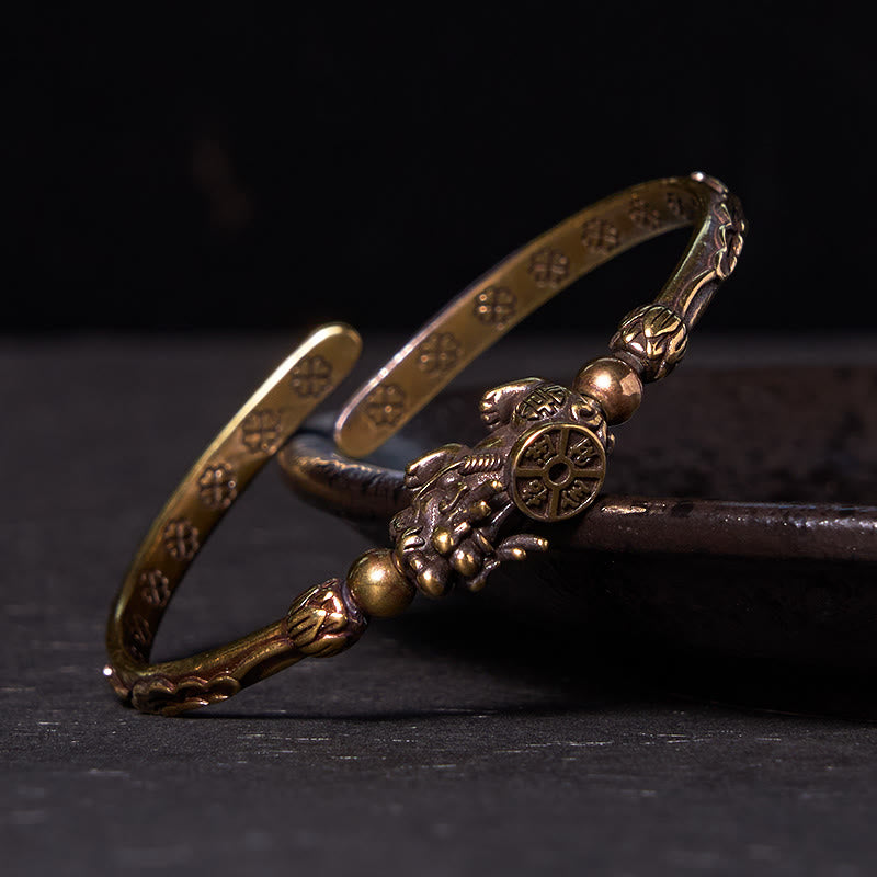 Buddha Stones Pi Xiu Carrying Coin Ingot Copper Brass Luck Wealth Bracelet Bangle - PiXiu Carrying Coin(Wrist Circumference: 14-15cm) - image 0